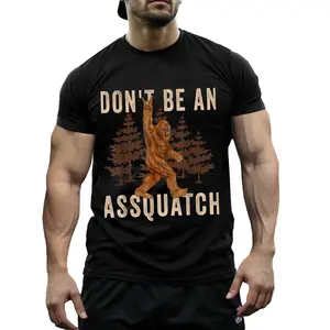 Funny Sasquatch Bigfoot V-Neck Cotton T-Shirt for Outdoor Camping Wildlife Lover Don't Be An Assquatch Humor Tee