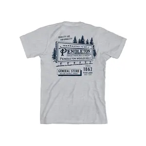 Pendleton Men's Classic Short-S,, Menswear Short-Sleeve Billboard Graphic Top, Ash/Navy T-Shirt