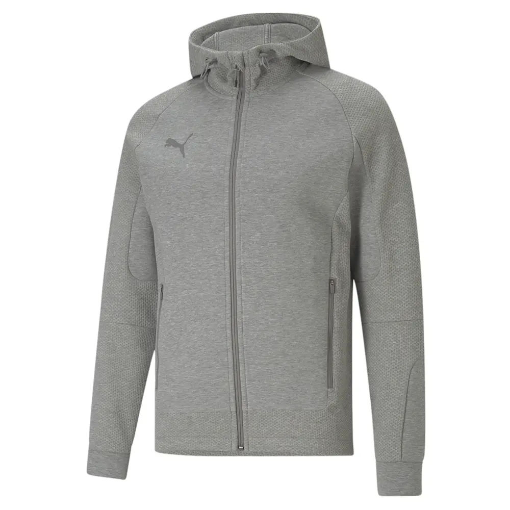 PUMA Mens Teamcup Casuals Hooded Slim Fit Jacket Athletic Outerwear Casual Full Zip - Grey