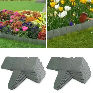 20 Pack of Cobbled Stone Style Plastic Garden Lawn Edging for Beautiful Borders