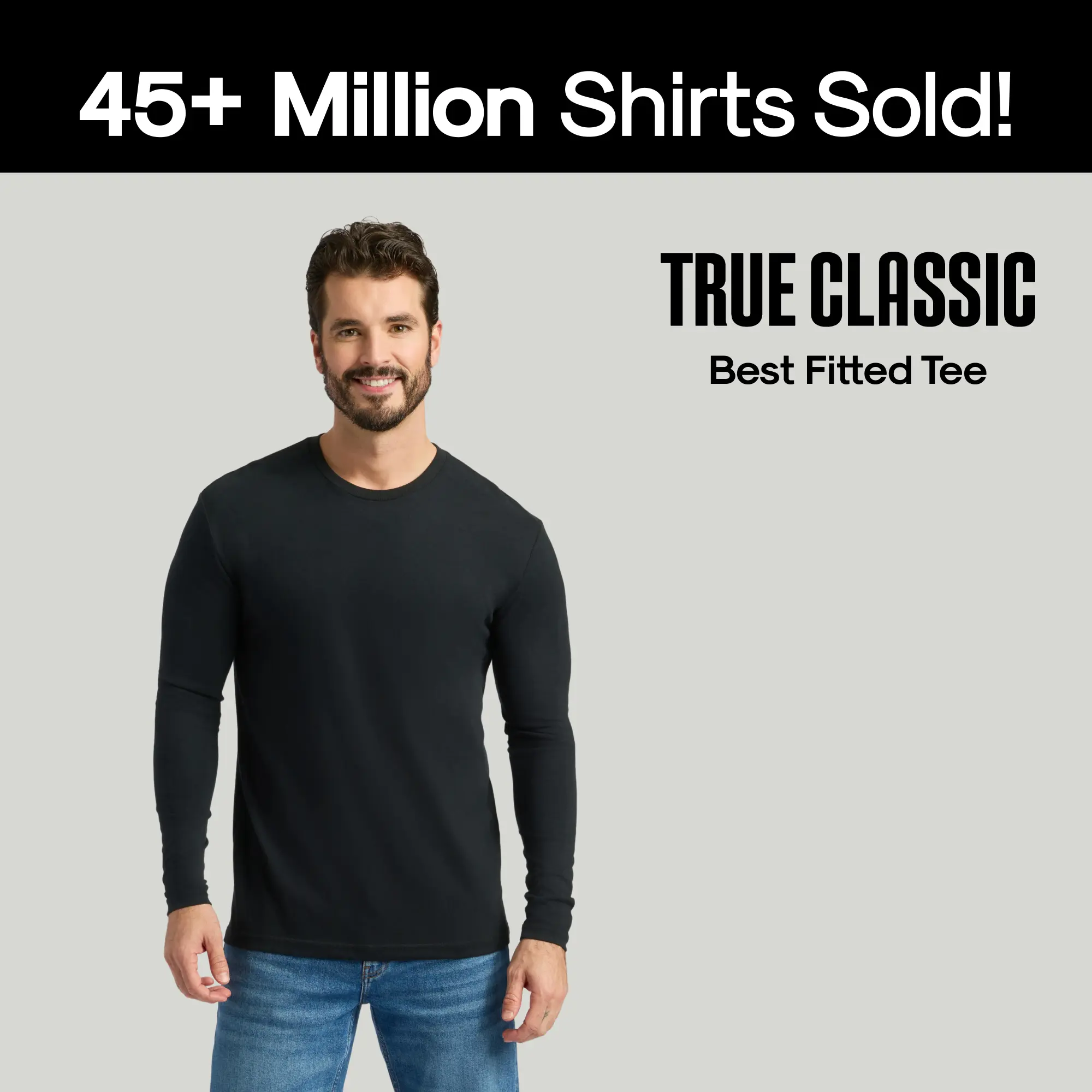 True Classic Men’s Long Sleeve Crew Neck Tee – Soft Cotton Stretch Fit, Tailored Everyday Shirt for Layering, Loungewear, or Streetwear Looks