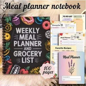 Weekly Meal Plan and Shopping List Organizer, A5 Size, Soft Cover, Mixed Colors, Short Edge, Color-Coded Food Tracking Pages