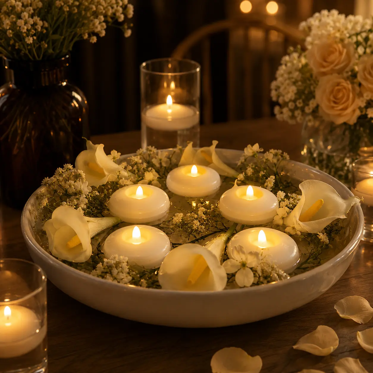 ORADO 12-Pack 2.36-Inch Waterproof Floating LED Candles, Flameless Warm White Flicker Tea Lights for Pools, Weddings, Party Lights, Mood Lighting, Centerpieces, Camping Essentials