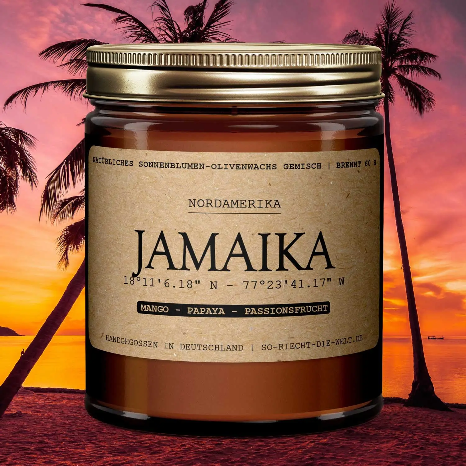 Jamaica Scented Candle - Mango | Papaya | Passion fruit Decor Glass