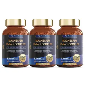 Totaria 12-in-1 Magnesium Complex 700mg - Supplement with Glycinate Citrate Malate Oxide Taurate Aspartate Orotate, Vegan Capsules for Muscle, Heart, and Relaxation Support