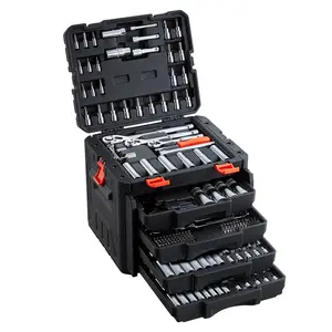 【FathersDayGift】 VEVOR Mechanics Tool Set, 297-Piece Mechanic Tool Kit, 1/4 in, 3/8 in, and 1/2 in Drive, SAE and Metric Socket Set, Wrenches, Screwdriver Bits, Accessories, and Storage Case, for Automotive Repair, Tool Kit Set, All-In-One Tool Kits