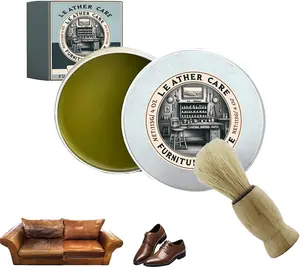 Faux Leather Care Furniture Salve with Brush, 226.8g+ Brush, Furniture Faux Leather Paste, Car Faux Leather Cushion, Home Sofa, Faux Leather Shoes, Cleaning And Refurbishing Paste