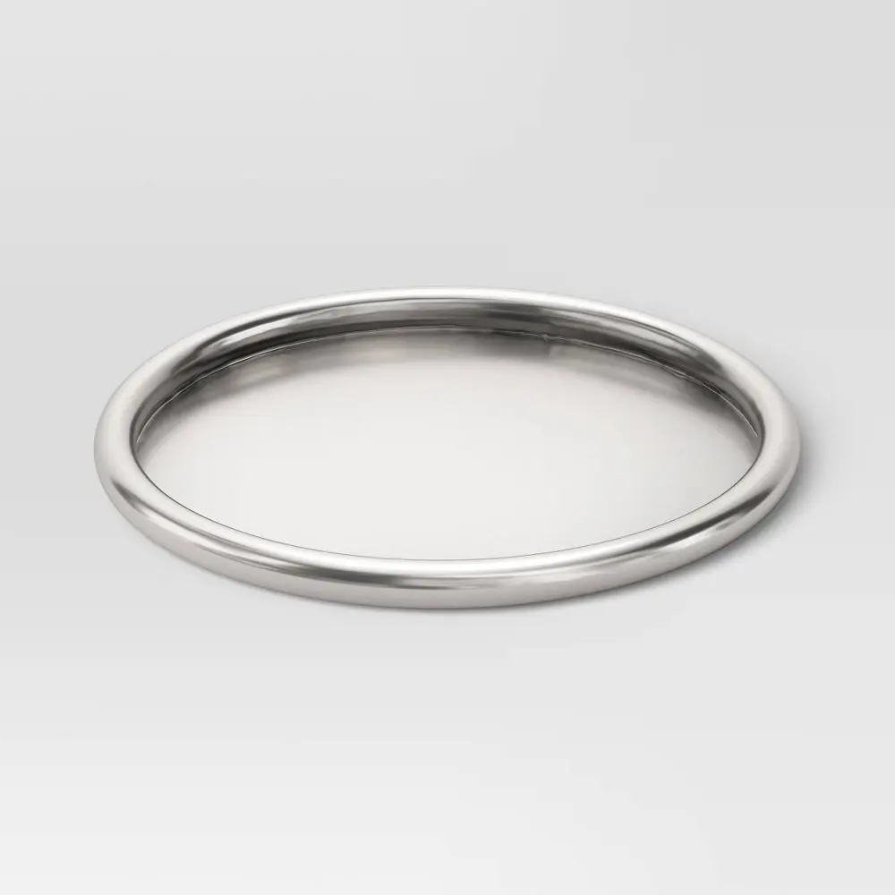 Stainless Steel Metal Silver Round Tray - Threshold, Ideal for Organizing Clutter and Holding Plates, Reflective Shine