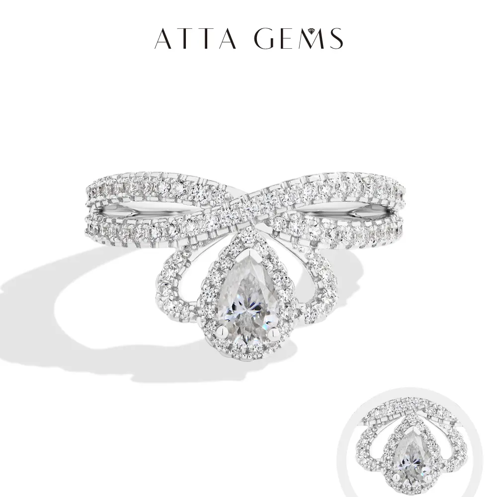 ATTAGEMS Elegant Pear Cut Moissanite Ring, 0.5CT Yellow Gold Plated S925 Sterling Silver Fine Jewelry for Women, Engagement Wedding Anniversary Gift, Beautiful Rings, Elegant Fashion Rings