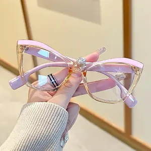 Y2K Cat-Eye Transparent Glasses – Ultra-Light Anti-Blue Light PC Frame, Stylish Pink & Clear Design for Streetwear & Instagram Vibes