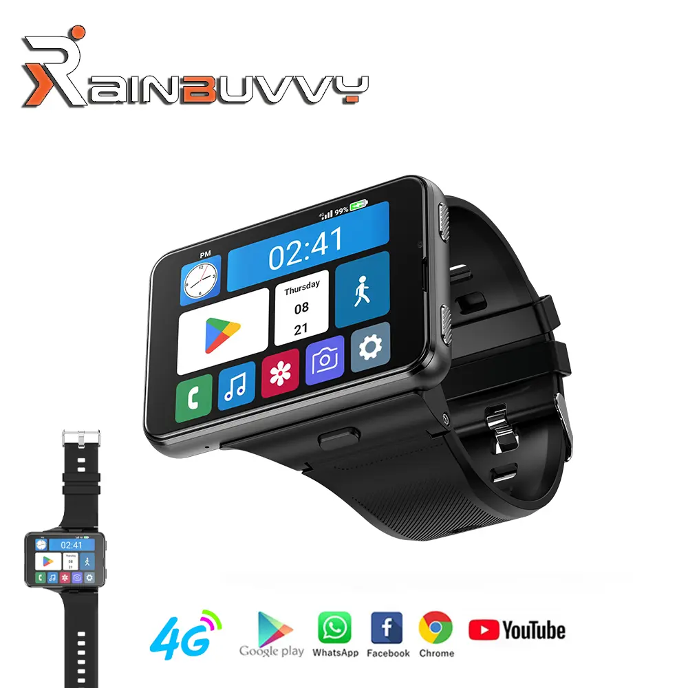 Smart Watch for Men, 4G Smartwatch for Android and iOS 2.88 Inch Touch Screen Android 11 OS 4GB+64GB Activity Tracker with Face Unlock Dual Cameras WiFi GPS Detachable Band