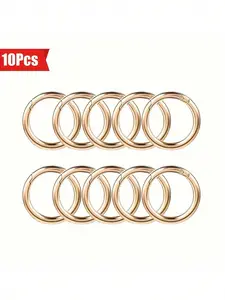 10-Pack Zinc Alloy Spring O-Ring Carabiners - White Round Keychain Clips for DIY Accessories, Handbags, and Dog Collars, Keychain Lanyard, Keychain Badge Reel