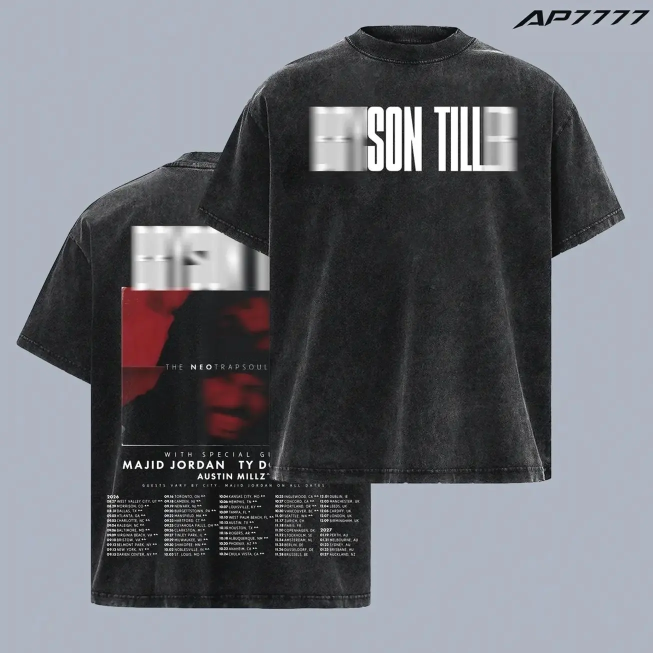 Bryson T. NeotrapSoul Tour 2026 Double Sided Vintage Washed Graphic T Shirt, Oversized Heavyweight Unisex Streetwear Concert Tee, R&B Hip Hop Music Merch Fan Gift, Album Inspired Retro Aesthetic Apparel 73K