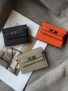 Fashion Design Genuine Leather Small Card Holder for Women, New Driving License Storage Bag, Large Capacity High-End Compact Multi-Slot Wallet