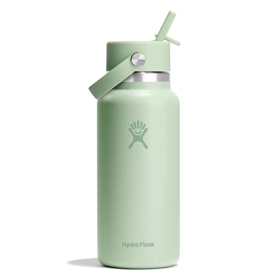 Hydro Flask 32oz Wide Mouth Reusable Water Bottle - Double-Layer Insulation, Flex Straw Lid, Leakproof, Dishwasher Safe, Portable Drinkware for Adults, Ice Cube Retention, Constant Temperature, Cold-Kept Drink Insulator, 32Oz Water Bottle