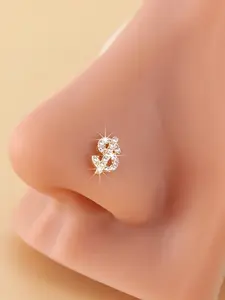 Sparkling Rhinestone Dollar Sign Nose Ring, Septum Clicker, Unique Style Accessory for Daily Wear, Eye-Catching Design with Shimmering Details, Nose Ring Jewelry