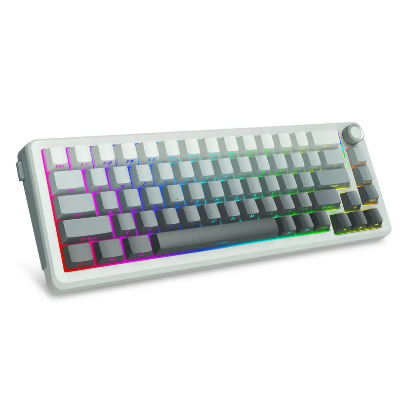 E-YOOSO Z-68 68-Keys Compact Tri-Mode Mechanical Gaming Keyboard, RGB Backlit, Hot Swappable, Wireless with Knob for Gaming, Office Use
