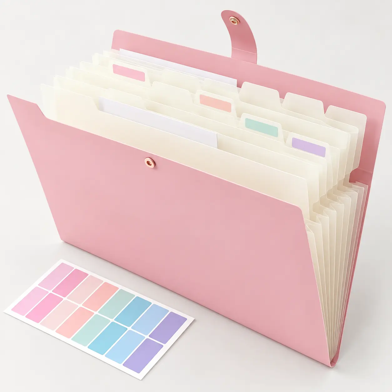 8-Pocket Expanding File Folder, Accordion File Organizer with Tabs & Labels, Portable Letter/A4 Size Document Organizer with Snap Closure for School, Office, Bills & Receipts