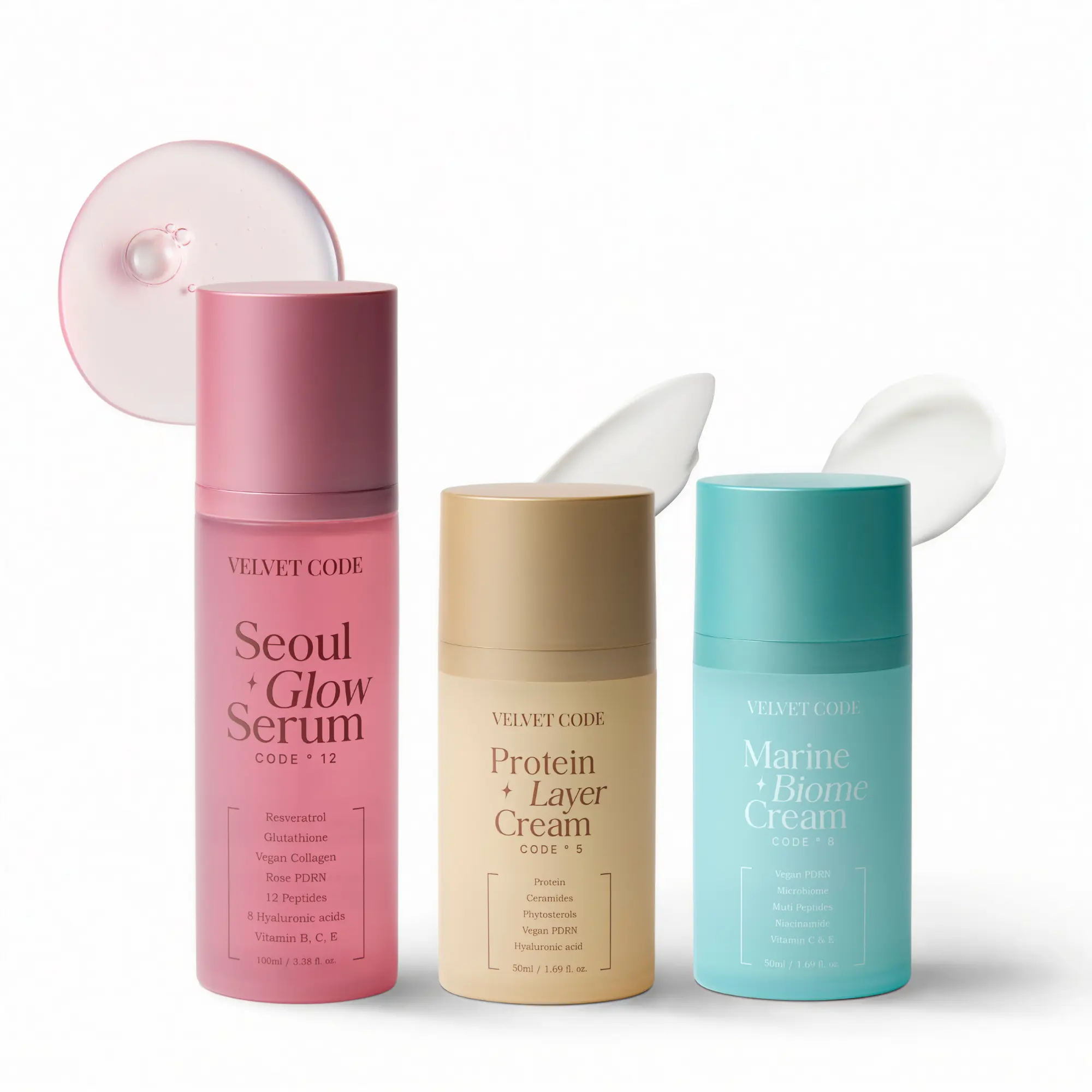 Velvet Code Glow & Barrier Trio – Korean Skincare Set with Serum & Creams for Hydration, Radiance & Barrier Support
