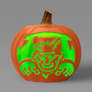 16.5" Lit Pumpkin Monster Halloween Decorative Prop with Timer - Hyde and EEK! Boutique