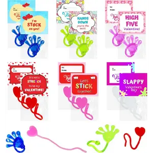 4E's Novelty 32-Pack Slappy Hands with Valentine Cards – Stretchy Toys for Classroom Fun