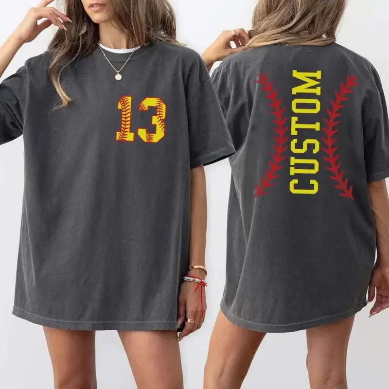 Comfort Colors Custom Softball Shirt, Name & Number Tee, Softball Mom Game Day Shirt, Personalized Team Tee, Softball Mom Gift, Custom Number Tee