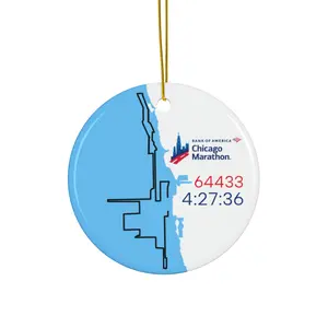 Chicago Marathon Ceramic Ornament, Personalized with Bib Number and Finish Time, Running Gift, Race Memorabilia, Holiday Decoration