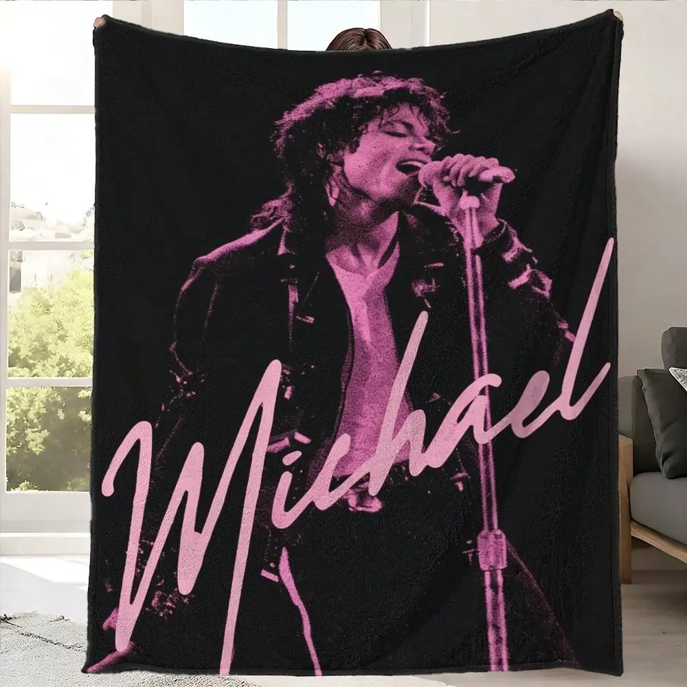 Michael Jackson Pink Live Performance Portrait Fleece Blanket - Soft, Lightweight, Classic, Wrinkle/Stain Resistant - Music Icon Fan Gift for Bedroom Decor, Home & Travel