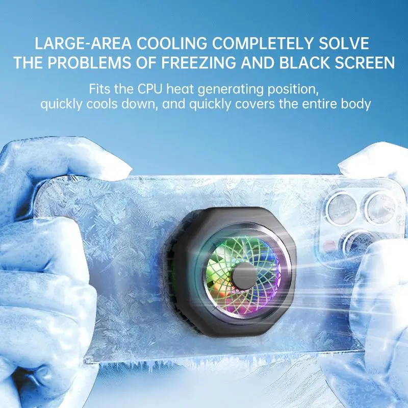 Mobile Phone Cooler – Semiconductor Cooling with Adjustable Modes & LED Display,Compatible for iPhone Android Gamers CODM PUBG Mobile Freefire Includes 6 Gaming Finger Sleeves and Clip