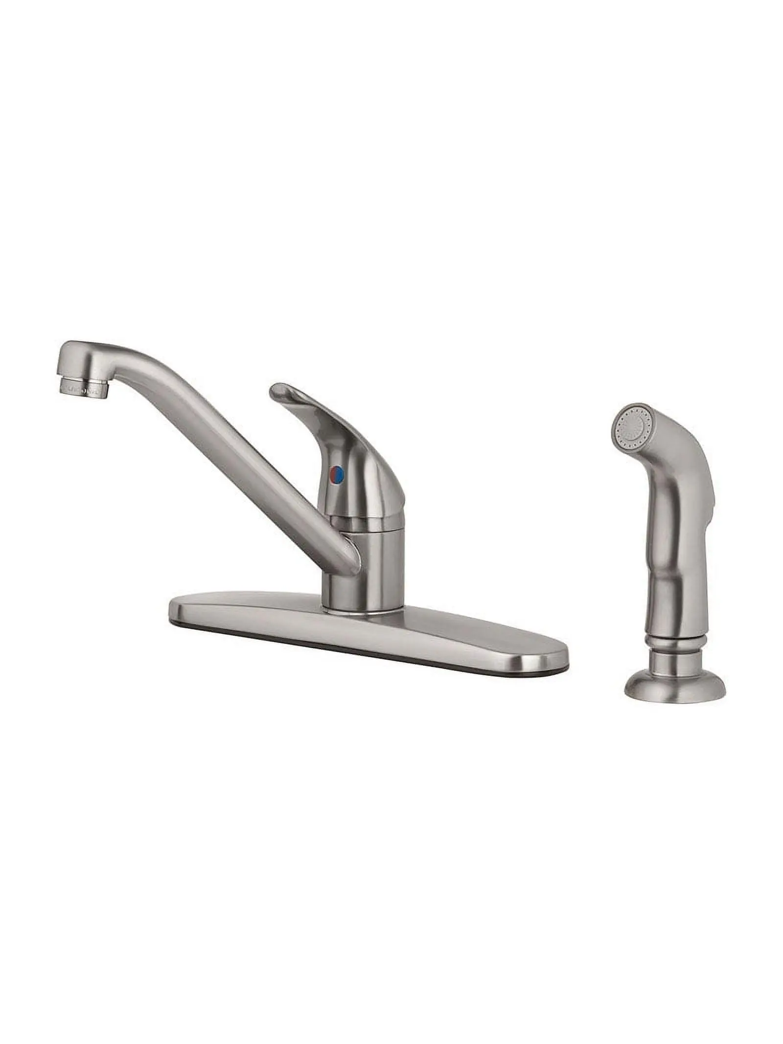 Essentials One Handle Brushed Nickel Kitchen Faucet with Deck Mount Spray