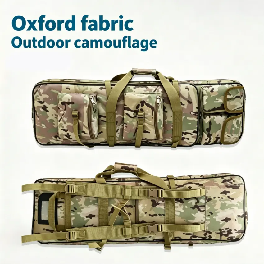 Camouflage Fishing Rod Bag, Heavy-Duty Oxford Cloth Backpack with Multiple Pockets, Shoulder Carry Bag for Camping and Hunting, 37in & 47in, Compact Fit, Shoulder Bag