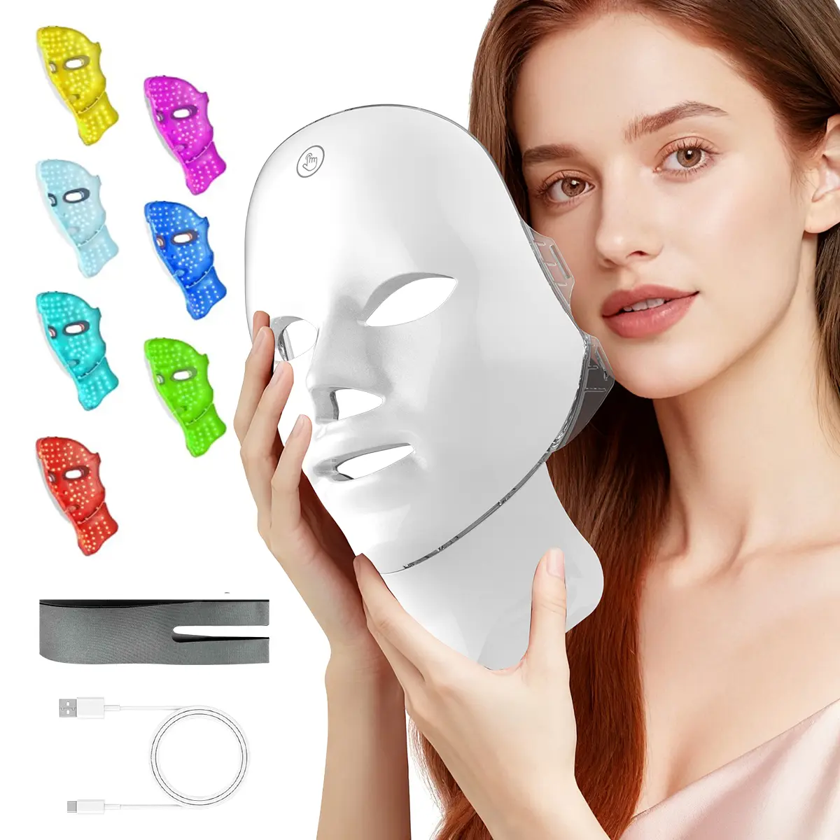 AYYHG GlowTech 7-LED Red Light Mask & Cordless Blackhead Vacuum Cleaner - Battery-Powered Rechargeable, USB-Charged, Portable Blackhead Removal Tool for Adults' At-Home Facial Skincare, Suitable for All Skin Types, Beauty Device, Beauty Products