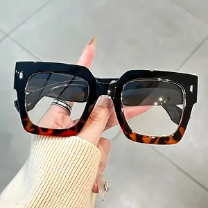 GIGULA Vintage Style Big Frame Glasses - Black Frame with Colored Accents, Anti-Reflective Blue Light Blocking Polycarbonate L - Durable Unisex Everyday Wear, Computer Use and Fashion Accessory, Bold Impact-Resistant Lenses