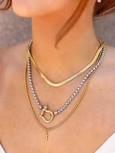 Waterproof Stainless Steel Chain Necklace, Unisex Casual Trendy Pendant Necklace, Fashion Jewelry for Party, Daily Decor, Trendy All-match & Exquisite Jewelry for Birthday Gift, Necklace Layering Clasp