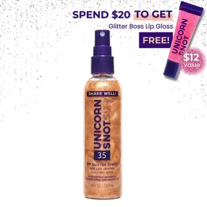 Unicorn Snot SPF 35 Glitter Spritz Shimmer Sunscreen Spray – Water-Resistant 80 min, Aloe & Jojoba, Vegan, 3.8 oz