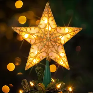 11''  Tree Topper, Glitter Christmas Tree Top with 10 Lights, Xmas Tree Decoration ()