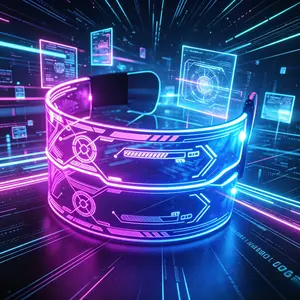 7-Color LED Light-Up Glasses, Adjustable Double-Sided Illuminated Visor Goggles, Cyberpunk Futuristic Multi-Color Glow Eyewear for DJs, Parties, Music Festivals, Cosplay, Stage Performances, and Nighttime Events