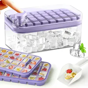 lce Cube Tray with Lid and Bin -64-Cube StorageEasy-Release -Large Capacity lce Ball Maker forHome Kitchen