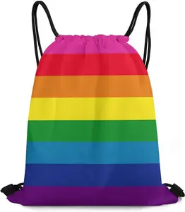 Pride Stuff Drawstring Bag, Pride String Backpack Bag with Lightweight & Waterproof Honeycomb Lattice Polyester, Pride Gift Accessories for Gay Lesbian LGBTQ