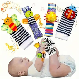 2/4 Counts Baby Wrist Rattles Sock Toys, Newborn Baby Sock Toys, Foot Finder and Wrist Rattle Set for Daily Playtime, Soft Sensory Toys for Toddlers, Halloween Gift
