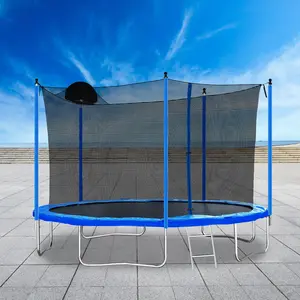 12FT Trampoline with Enclosure Net, Ladder & Basketball Hoop, Outdoor Backyard Trampoline for Kids Adults fun rebounder exercise active play