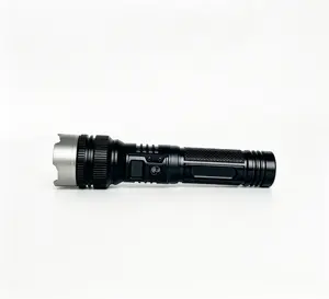 EXOVAN 2-in-1 Strong Flashlight (Power Bank)，Digital display of power, Rechargeable，Zoomable, , X4Waterproof, Adjustable Brightness Flash Light for Outdoor, Emergency, Camping Accessories，Black