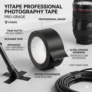 Professional Matte Photography Tape, True Light Absorption, Studio Shooting Essential, Strong Adhesive, No Residue