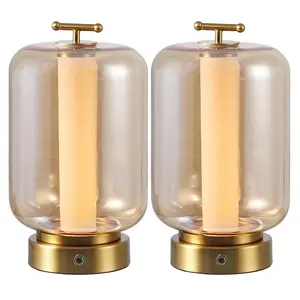 Milou 10.75" Vintage Glam Lantern Rechargeable/Cordless Dimmable Integrated LED Table Lamp with Touch Sensor