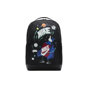 Nike Logo Print Polyester Backpack with Zipper Closure for Men in Black and White