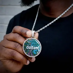 Custom Circle Chain with Picture Photo Necklace for Men Women Personalized Picture Pendant Customized Memorial Gifts for Christmas Birthday Anniversary Family