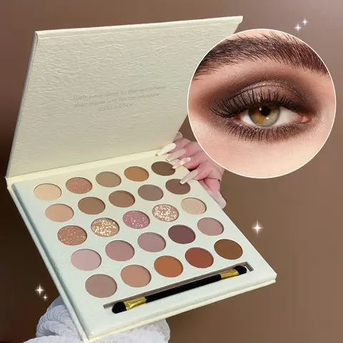 MUGELEEN Fairycore 25-Color Highly Pigmented Eyeshadow Palette - Matte & Shimmer Nude Neutrals, Brightening, Gluten-Free, Hypoallergenic, No Fallout, Long-Lasting, Beginner-Friendly, W/Dual-Ended Built-In Pro Tools, Deep Autumn Cosmetic Gift Set
