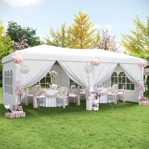 Aoxun 10x30”Pop Up Canopy Tent with 6 Removable Sidewalls, One Push Party Tent Waterproof Outdoor Canopy with 3 Adjustable Height, Portable Tents for Parties, Wedding, Commercial, Market