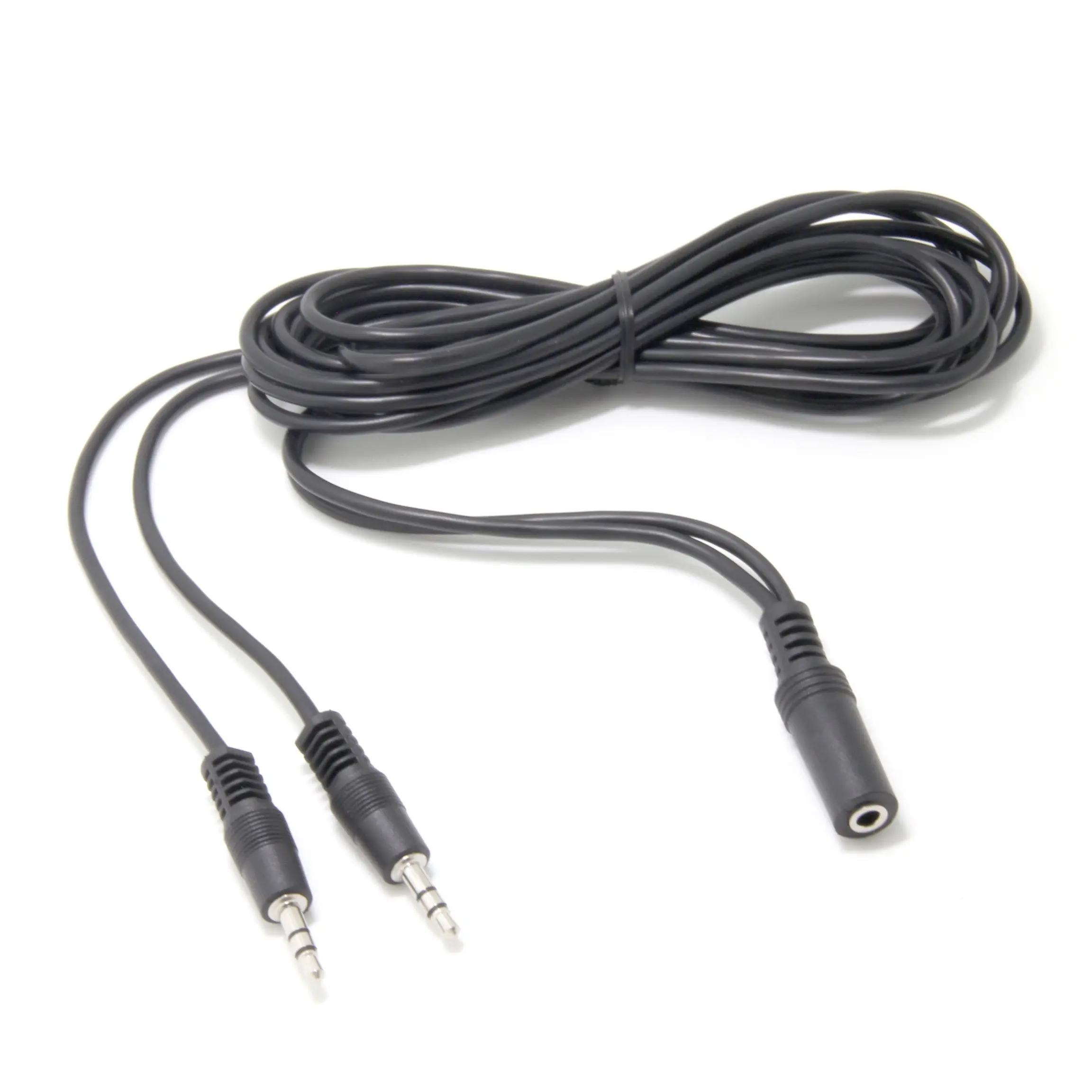 3.5mm Stereo Female To 2-male Y-splitter Audio Cable 2m  1/8" 2 Dual Male Aux Mic Splitter Jack For Headphones Pc Laptop Aluminum Connector