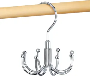 Belt Hanger, Rotatable Belt Organizer for Closet, Accessories Rack, Space Saving Hanging Holder Storage Hook for Belt, Tie, Scarf, Purse, Bra, Tank Top, Silver